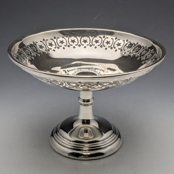 1909年 英国アンティーク 純銀(925シルバー) コンポート タッツァ 直径15cm 191g West & Son